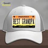 Best Grandpa Indiana Novelty License Plate Hat Mesh / White