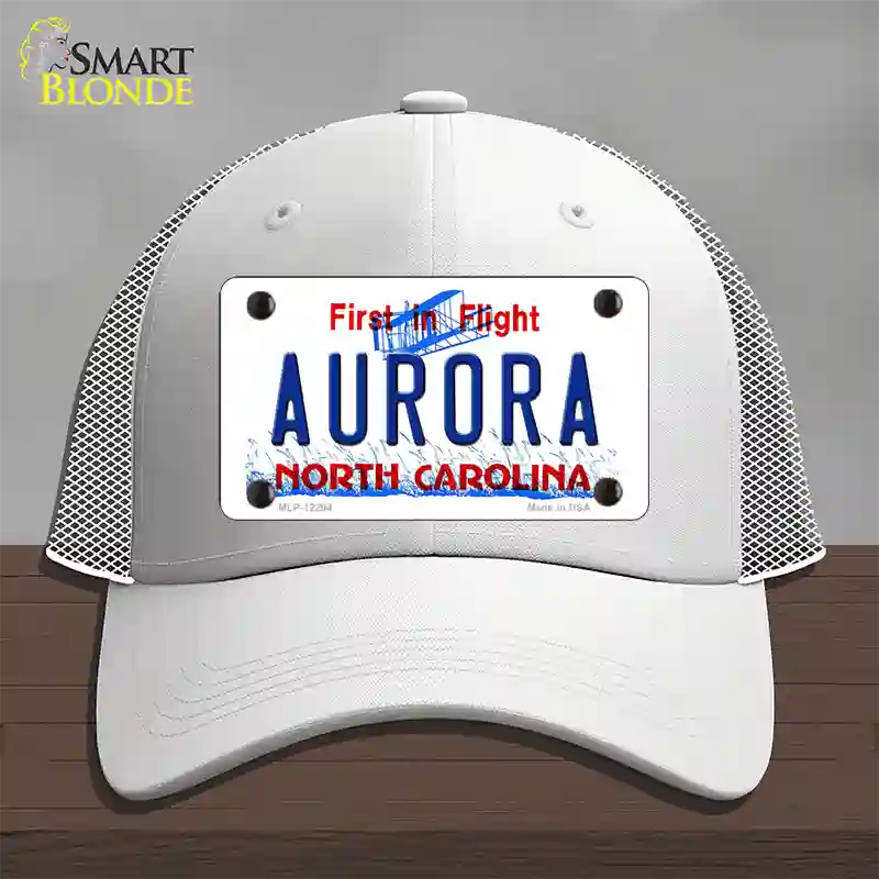 North Carolina Aurora Novelty License Plate Hat Mesh / White