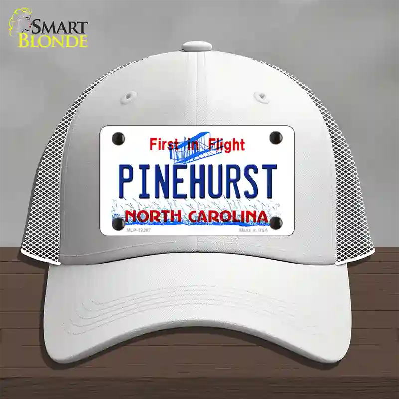 North Carolina Pinehurst Novelty License Plate Hat Mesh / White