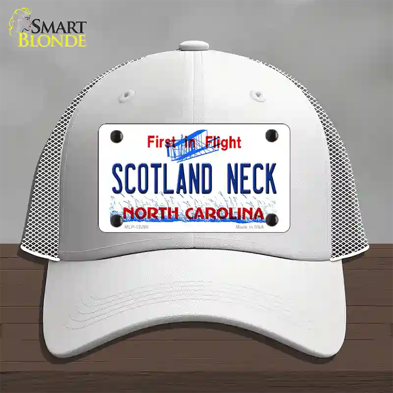 North Carolina Scotland Neck Novelty License Plate Hat Mesh / White