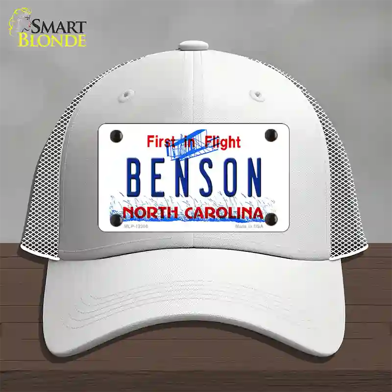 North Carolina Benson Novelty License Plate Hat Mesh / White