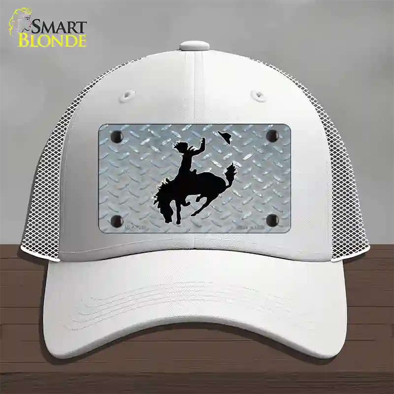 Bucking Bronco Novelty License Plate Hat Mesh / White