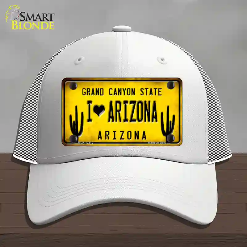 I love Arizona Yellow Novelty License Plate Hat Mesh / White