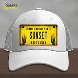 Arizona Sunset Novelty License Plate Hat Mesh / White