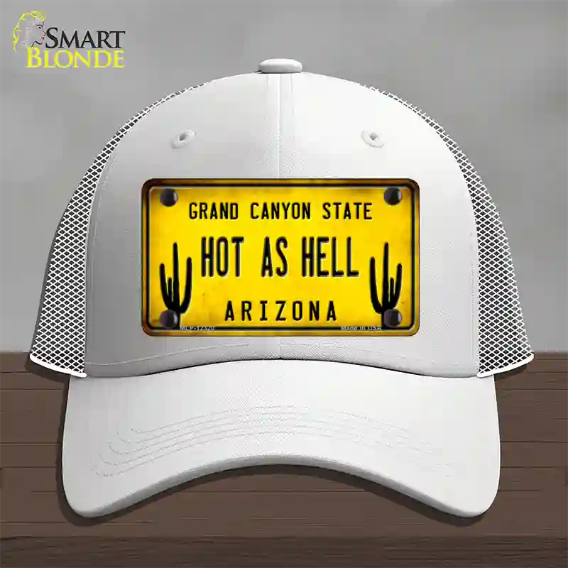 Arizona Hot as Hell Novelty License Plate Hat Mesh / White