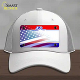 Ohio with American Flag Novelty License Plate Hat Mesh / White