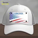 Virginia with American Flag Novelty License Plate Hat Mesh / White