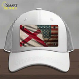 Alabama/American Flag Novelty License Plate Hat Mesh / White