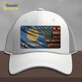 Georgia/American Flag Novelty License Plate Hat Mesh / White