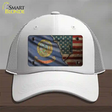 Idaho/American Flag Novelty License Plate Hat Mesh / White