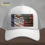 Iowa/American Flag Novelty License Plate Hat Mesh / White