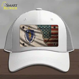 Massachusetts/American Flag Novelty License Plate Hat Mesh / White