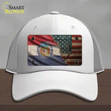 Missouri/American Flag Novelty License Plate Hat Mesh / White