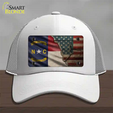 North Carolina/American Flag Novelty License Plate Hat Mesh / White