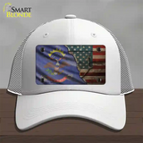 North Dakota/American Flag Novelty License Plate Hat Mesh / White