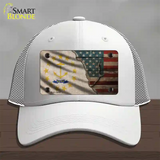 Rhode Island/American Flag Novelty License Plate Hat Mesh / White