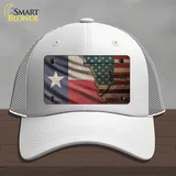 Texas/American Flag Novelty License Plate Hat Mesh / White