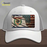 West Virginia/American Flag Novelty License Plate Hat Mesh / White