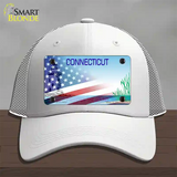 Connecticut Preserve with American Flag Novelty License Plate Hat Mesh / White