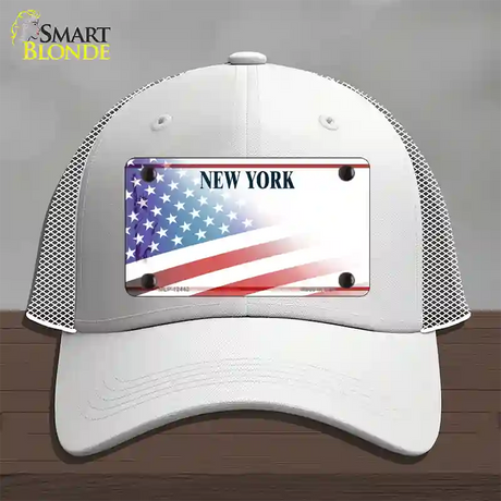 New York Liberty Plate American Flag Novelty License Plate Hat Mesh / White