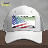 Michigan Peninsulas Plate American Flag Novelty License Plate Hat Mesh / White