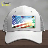 Ohio Birthplace with American Flag Novelty License Plate Hat Mesh / White