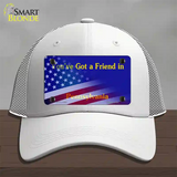 Pennsylvania Blue with American Flag Novelty License Plate Hat Mesh / White