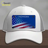 Michigan Great Lakes Plate American Flag Novelty License Plate Hat Mesh / White