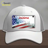 Louisiana 200 Years with American Flag Novelty License Plate Hat Mesh / White