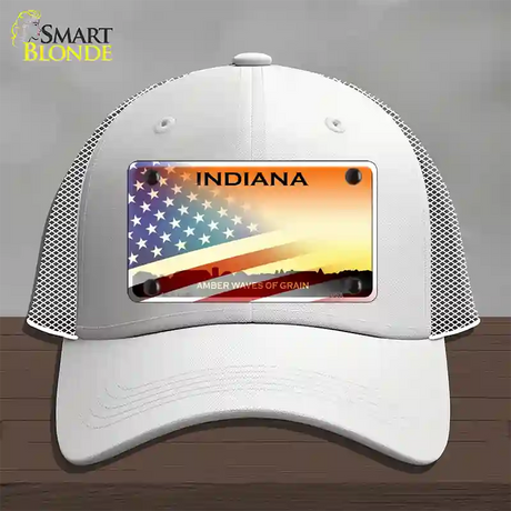 Indiana Amber Waves Plate American Flag Novelty License Plate Hat Mesh / White