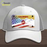 Colorado Firefighter Plate American Flag Novelty License Plate Hat Mesh / White