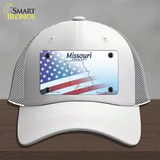 Missouri Show Me with American Flag Novelty License Plate Hat Mesh / White