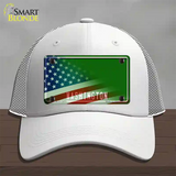 Washington Green with American Flag Novelty License Plate Hat Mesh / White