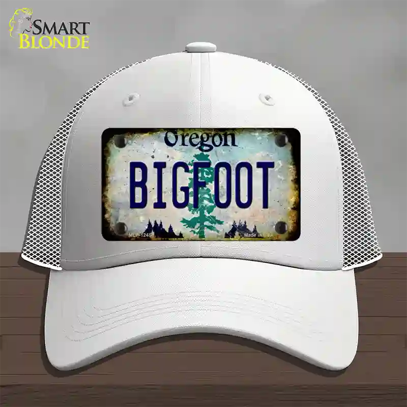 Bigfoot Oregon Novelty License Plate Hat Mesh / White