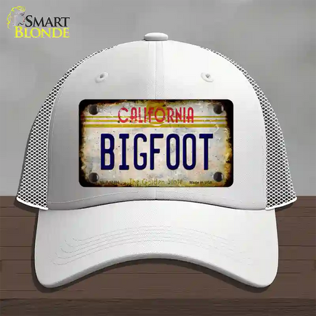 Bigfoot California Novelty License Plate Hat Mesh / White