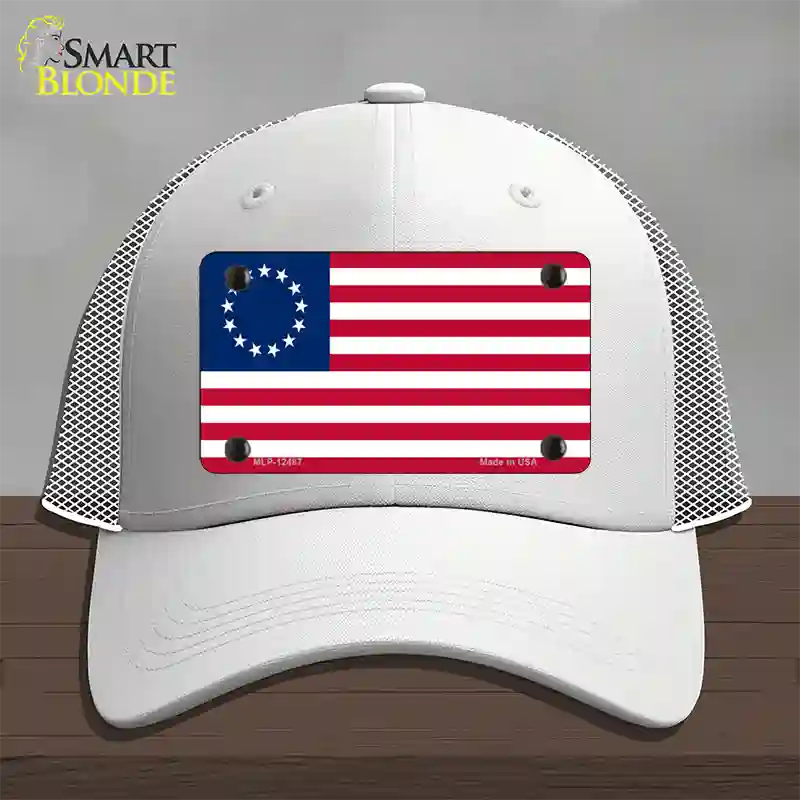 Betsy Ross American Flag Novelty License Plate Hat Mesh / White