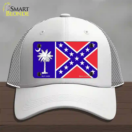 South Carolina Confederate Flag Novelty License Plate Hat Mesh / White