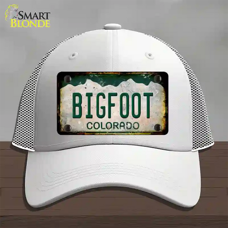 Bigfoot Colorado Rusty Novelty License Plate Hat Mesh / White