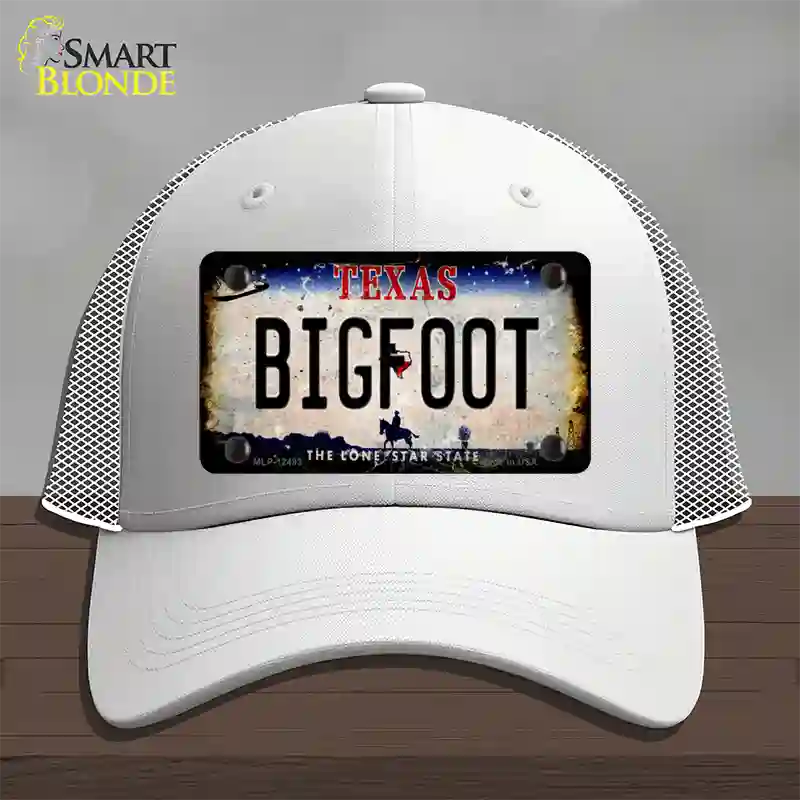 Bigfoot Texas Novelty License Plate Hat Mesh / White