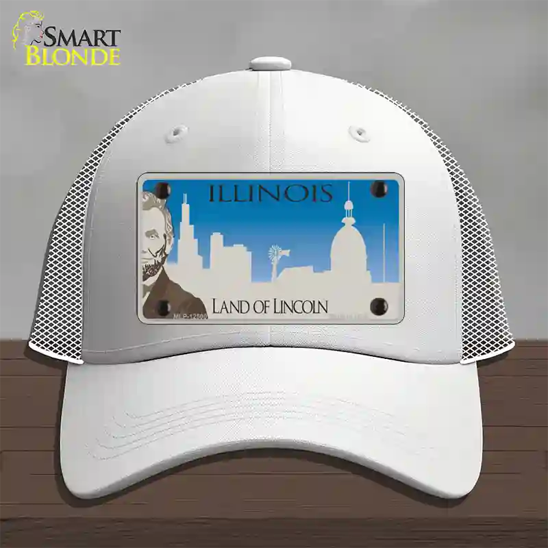 Illinois Blank Novelty License Plate Hat Mesh / White