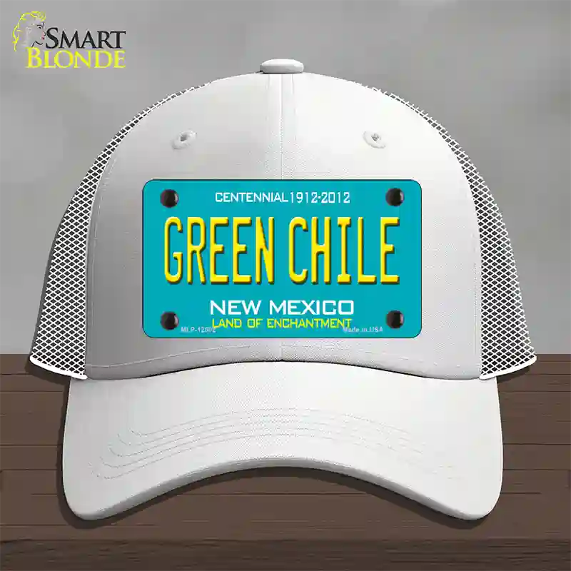 Green Chile New Mexico Green Novelty License Plate Hat Mesh / White