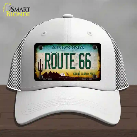 Route 66 Arizona Rusty Novelty License Plate Hat Mesh / White