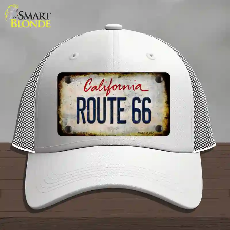 Route 66 California Rusty Novelty License Plate Hat Mesh / White