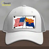 Arizona American Crossed Flags Novelty License Plate Hat Mesh / White