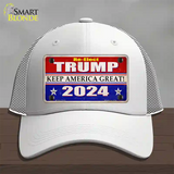 Re-Elect Trump 2024 Novelty License Plate Hat Mesh / White