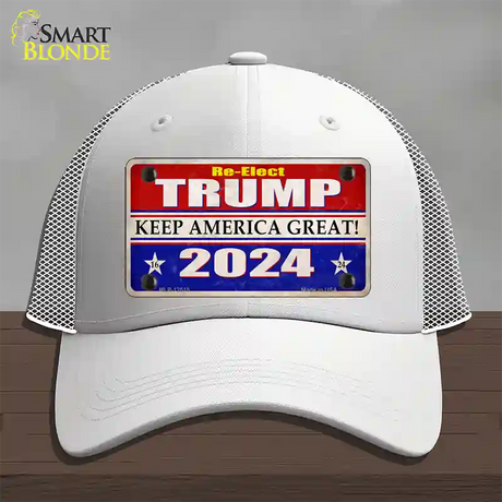 Re-Elect Trump 2024 Novelty License Plate Hat Mesh / White