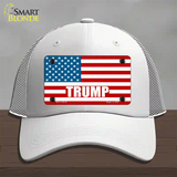 Trump American Flag Novelty License Plate Hat Mesh / White