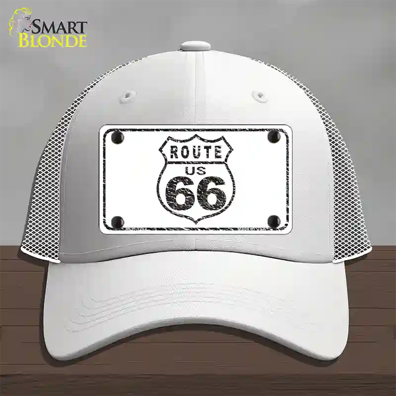 Route 66 Distressed Novelty License Plate Hat Mesh / White