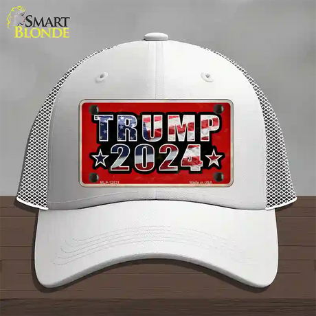 Trump 2024 Flag Novelty License Plate Hat Mesh / White