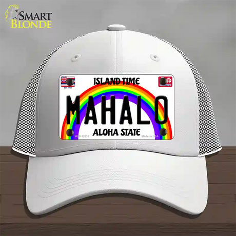 Mahalo Hawaii Novelty License Plate Hat Mesh / White